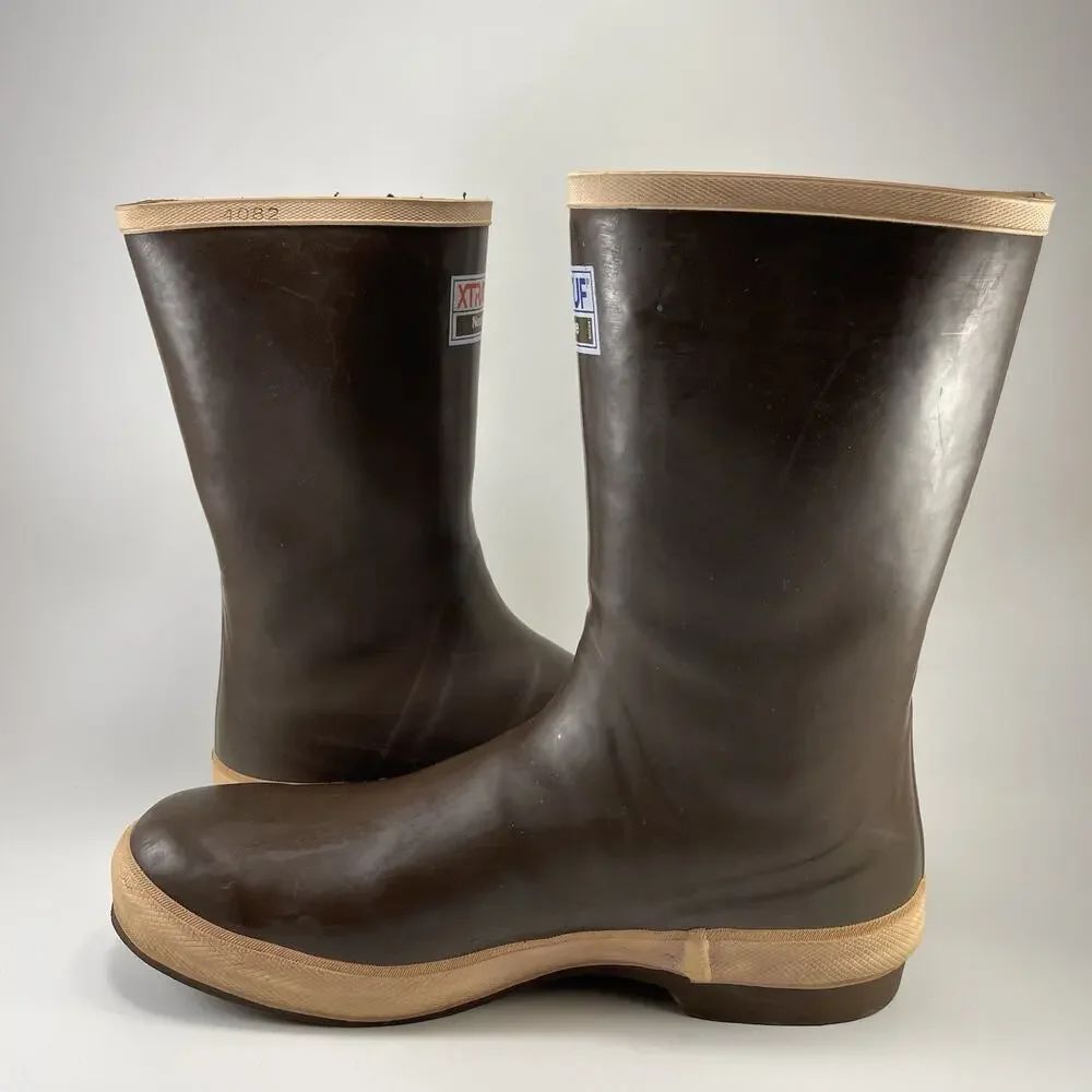 Xtratuf Legacy 12” Deck Boots Brown Mens Size 14 Waterproof Fishing Rubber Welly